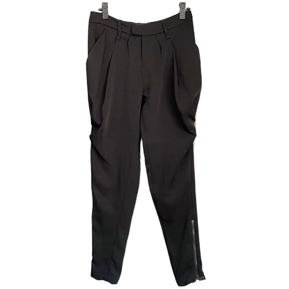 Calvin Rucker Black Pleated Draped Tapered Pants Trousers Size 2 Luxe Fabric - Picture 2 of 7